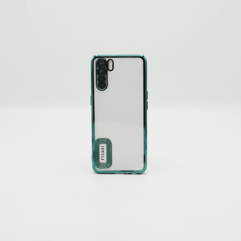 Oppo Mobile Pouch F15, A91 Green Transparent Back Rs 500