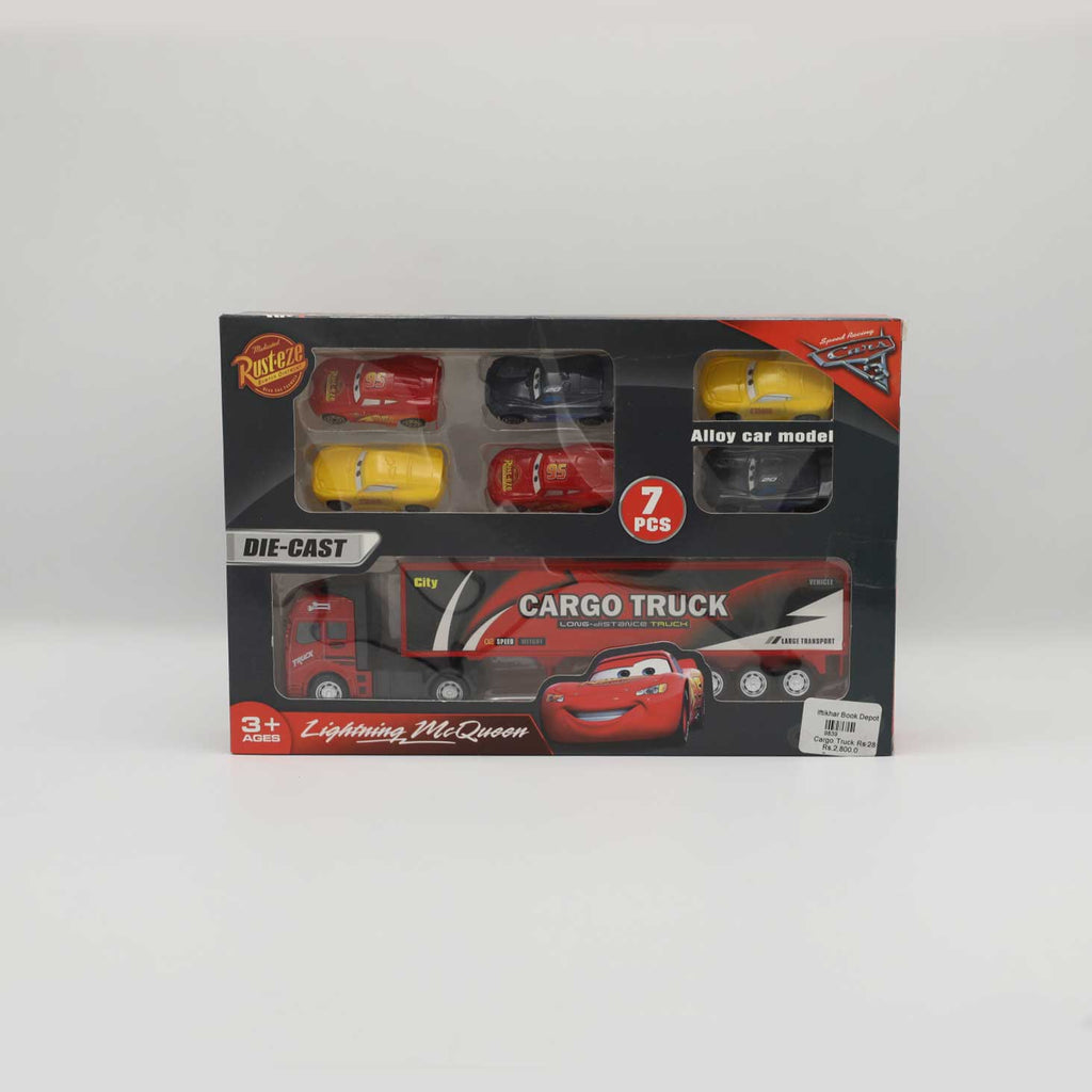 Die Cast Cargo Truck With Racing Cars